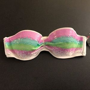 Victoria’s Secret Sequined Bustier Bandeau Bikini Size 34 B